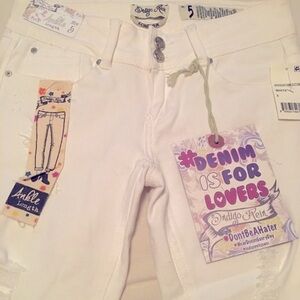 Indigo Rein White Denim Distressed Jeans Size 5 NWT